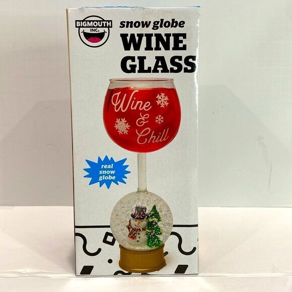 Bigmouth Snowman Snow Globe Wine Glass Holds 12oz Christmas Holiday Wine Glass - Picture 1 of 11